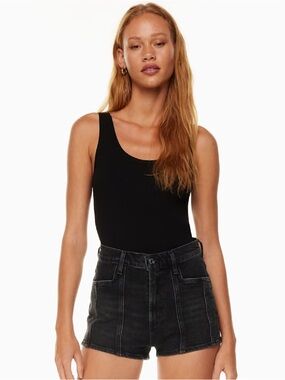 AGOLDE NIKITA BLACK DENIM HIGH RISE SHORTS 25